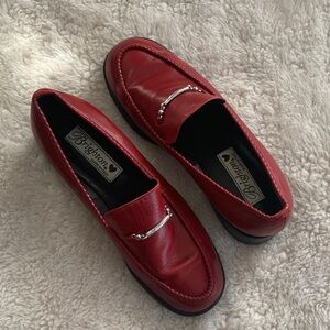 Brighton women's red leather “Sarah” loafers with metallic bit detail
Size 6.5